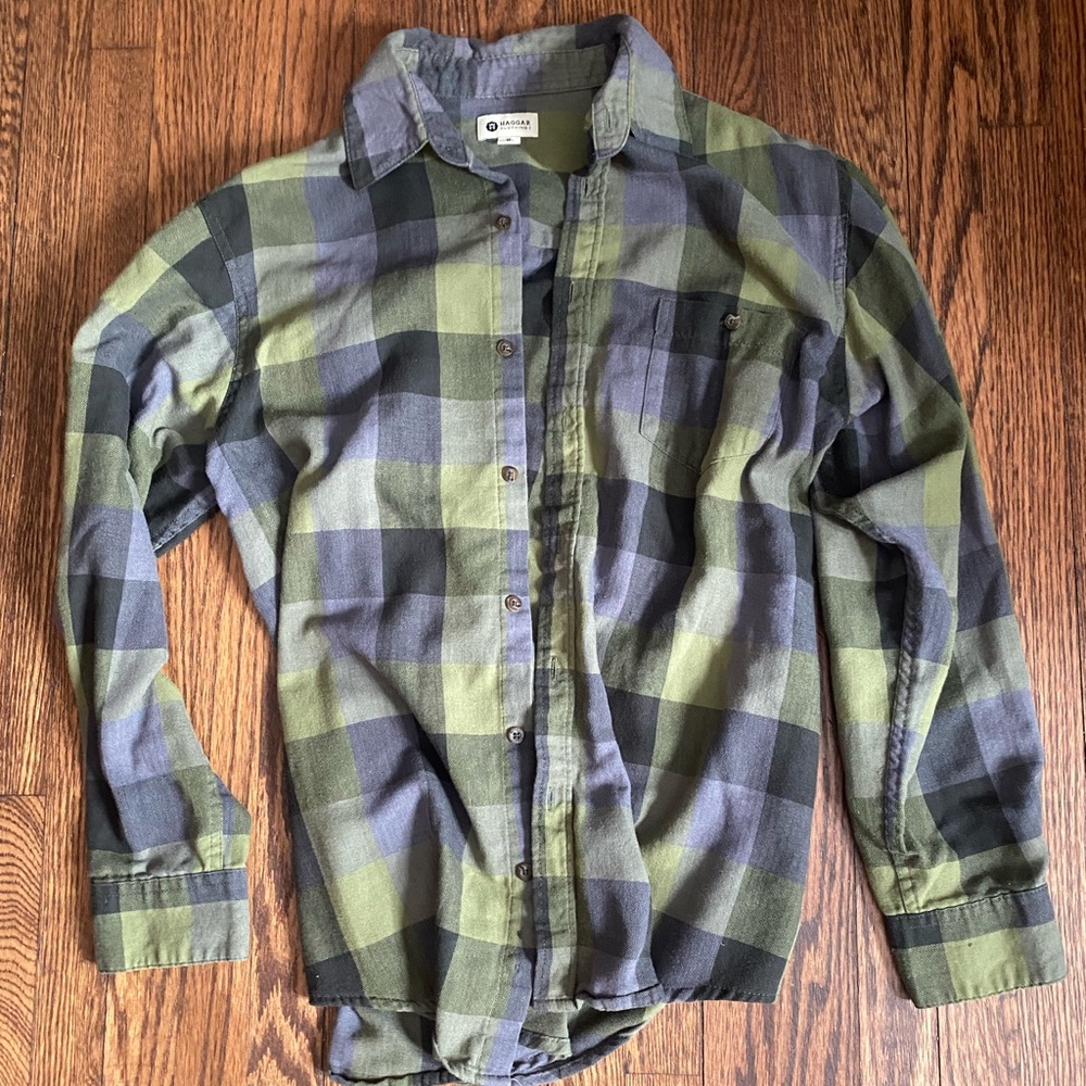 Haggar flannel, green, medium